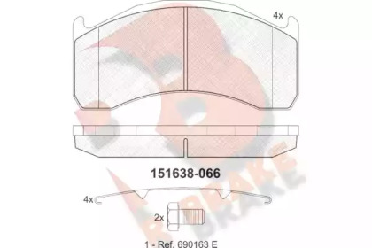 Комплект тормозных колодок R BRAKE RB1638-066