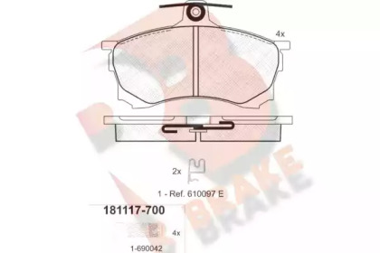 Комплект тормозных колодок R BRAKE RB1117-700