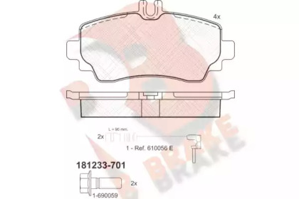 Комплект тормозных колодок R BRAKE RB1233-701