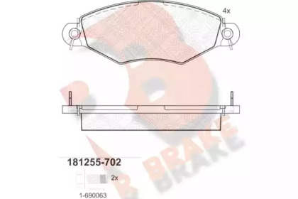 Комплект тормозных колодок R BRAKE RB1255-702