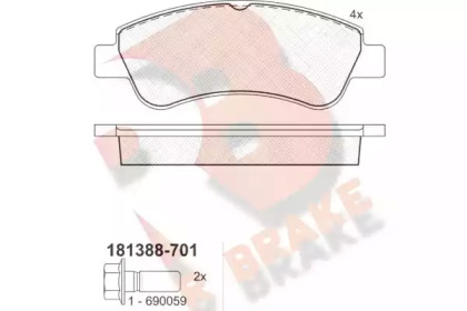 Комплект тормозных колодок R BRAKE RB1388-701