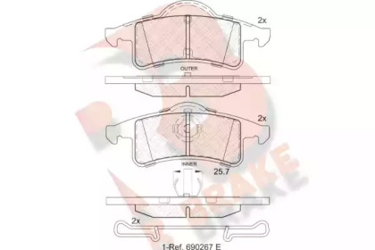 Комплект тормозных колодок R BRAKE RB1399