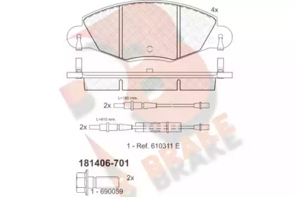 Комплект тормозных колодок R BRAKE RB1406-701