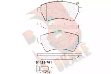 Комплект тормозных колодок R BRAKE RB1428-701