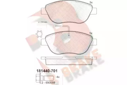 Комплект тормозных колодок R BRAKE RB1440-701