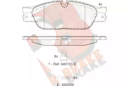 Комплект тормозных колодок R BRAKE RB1672