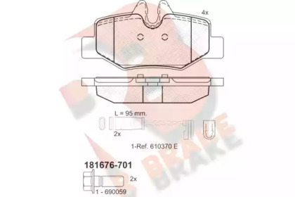 Комплект тормозных колодок R BRAKE RB1676-701