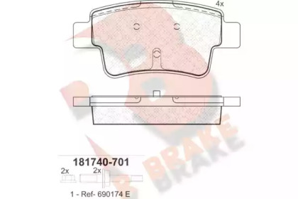 Комплект тормозных колодок R BRAKE RB1740-701