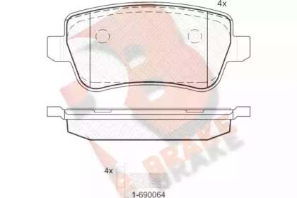 Комплект тормозных колодок R BRAKE RB1763