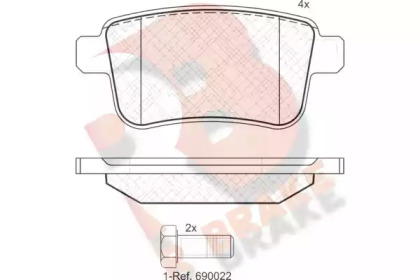 Комплект тормозных колодок R BRAKE RB1855