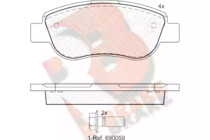 Комплект тормозных колодок R BRAKE RB1883