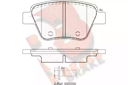 Комплект тормозных колодок R BRAKE RB1967