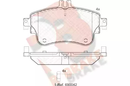 Комплект тормозных колодок R BRAKE RB2062