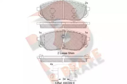 Комплект тормозных колодок R BRAKE RB2244