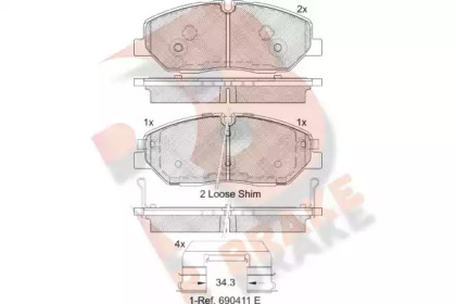 Комплект тормозных колодок R BRAKE RB2268