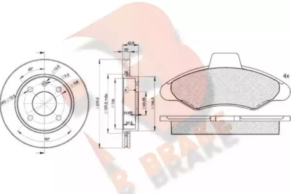 Комплект тормозов R BRAKE 3R07901064