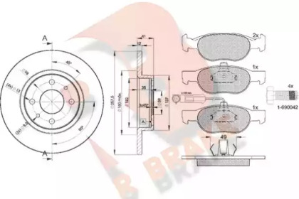 Комплект тормозов R BRAKE 3R11233466