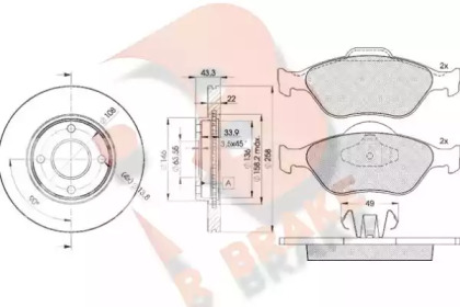 Комплект тормозов R BRAKE 3R13435344