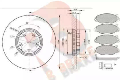 Комплект тормозов R BRAKE 3R14985613