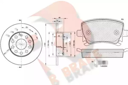 Комплект тормозов R BRAKE 3R16005310