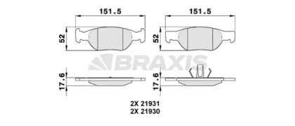 Комплект тормозных колодок BRAXIS AA0089
