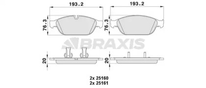 Комплект тормозных колодок BRAXIS AA0394