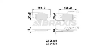 Комплект тормозных колодок BRAXIS AA0507