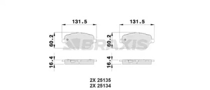 Комплект тормозных колодок BRAXIS AB0025