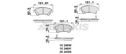 Комплект тормозных колодок BRAXIS AB0131