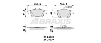 Комплект тормозных колодок BRAXIS AB0348