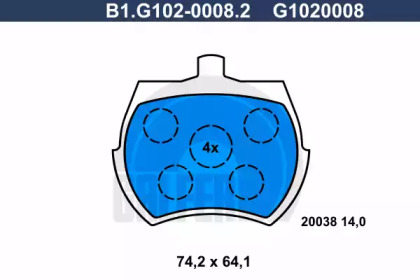 Комплект тормозных колодок GALFER B1.G102-0008.2