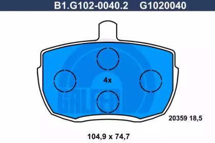 Комплект тормозных колодок GALFER B1.G102-0040.2