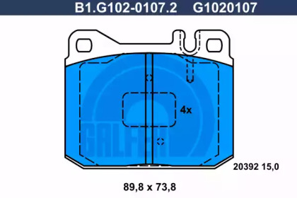 Комплект тормозных колодок GALFER B1.G102-0107.2