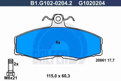 Комплект тормозных колодок GALFER B1.G102-0204.2