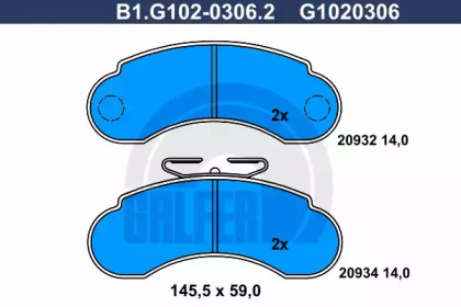 Комплект тормозных колодок GALFER B1.G102-0306.2