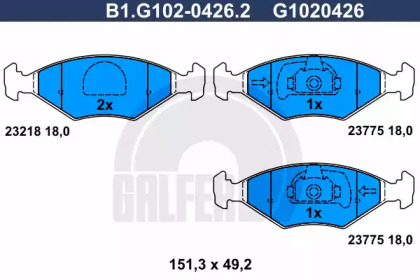 Комплект тормозных колодок GALFER B1.G102-0426.2