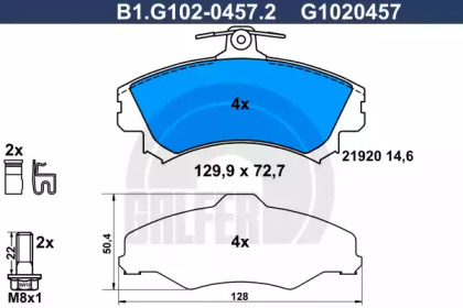 Комплект тормозных колодок GALFER B1.G102-0457.2