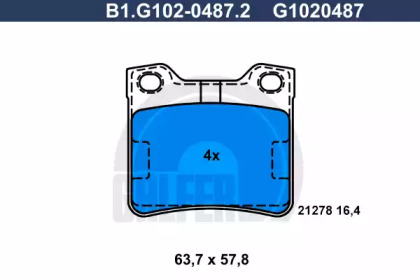 Комплект тормозных колодок GALFER B1.G102-0487.2