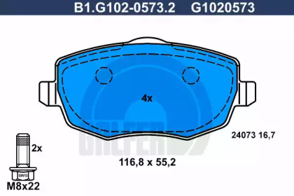 Комплект тормозных колодок GALFER B1.G102-0573.2