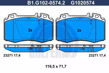 Комплект тормозных колодок GALFER B1.G102-0574.2