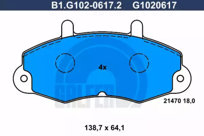 Комплект тормозных колодок GALFER B1.G102-0617.2