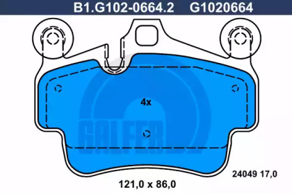 Комплект тормозных колодок GALFER B1.G102-0664.2