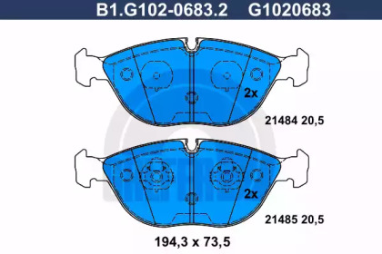 Комплект тормозных колодок GALFER B1.G102-0683.2