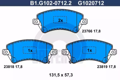 Комплект тормозных колодок GALFER B1.G102-0712.2