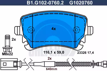 Комплект тормозных колодок GALFER B1.G102-0760.2