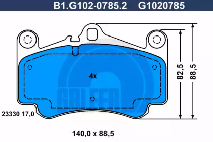 Комплект тормозных колодок GALFER B1.G102-0785.2