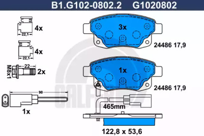 Комплект тормозных колодок GALFER B1.G102-0802.2