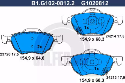 Комплект тормозных колодок GALFER B1.G102-0812.2