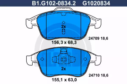 Комплект тормозных колодок GALFER B1.G102-0834.2