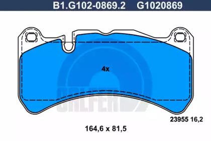 Комплект тормозных колодок GALFER B1.G102-0869.2